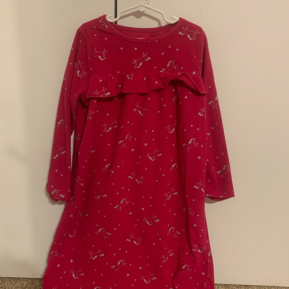 Pink Unicorn Nightgown girls carters warm and long sleeved cold weather, 8-10A